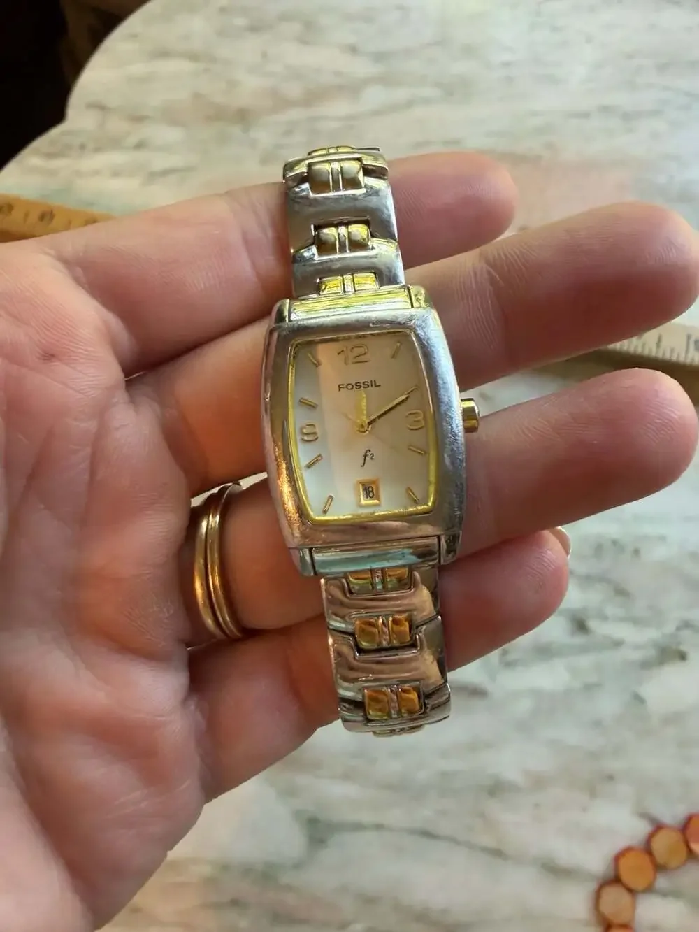 Fossil F2 ES-9556 Two Tone Stainless Steel Rectangle Women's Watch